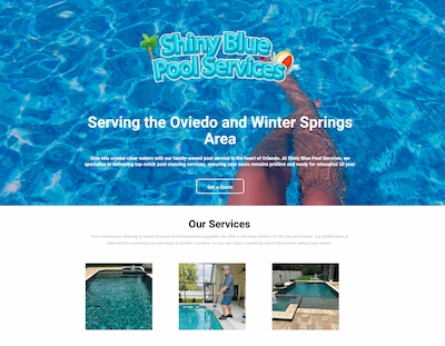 Website and local SEO for Shiny Blue Pool, a Central Florida pool service by BastionTech.