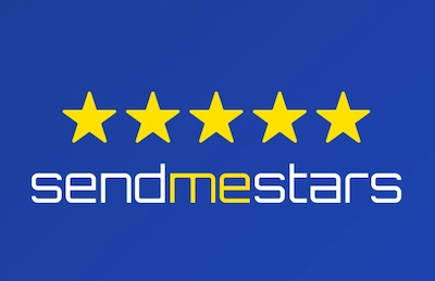 Custom landing page for SendMeStars, a free Google review link generator developed by BastionTech