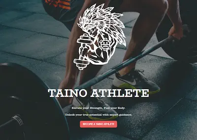 Brand identity and performance training website for Taino Athlete, developed by BastionTech